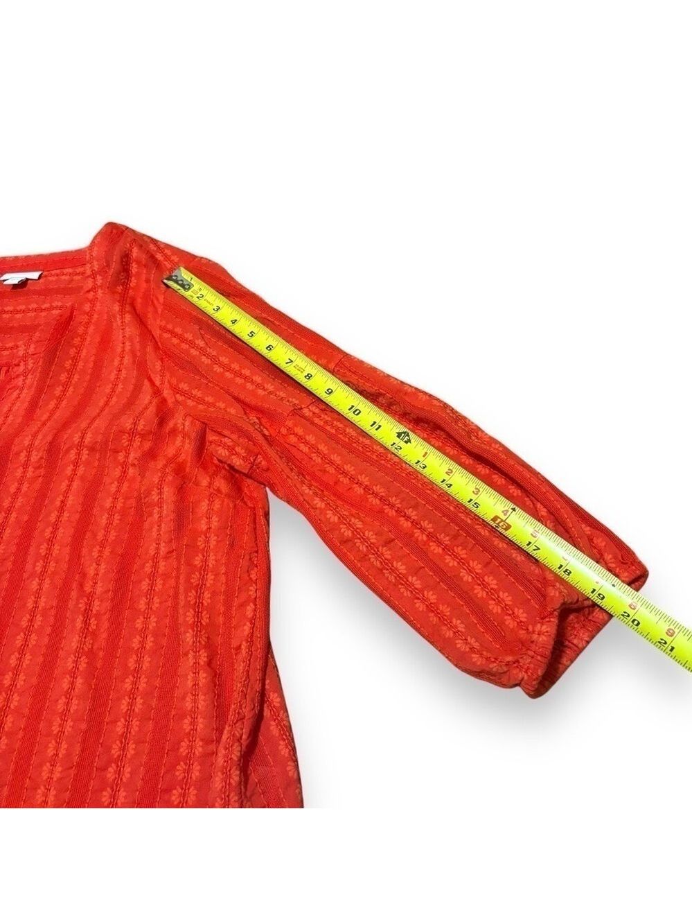 J. Jill Red Orange Cotton Boho 3/4 Sleeve Button Up Size - Large - Picture 4 of 8